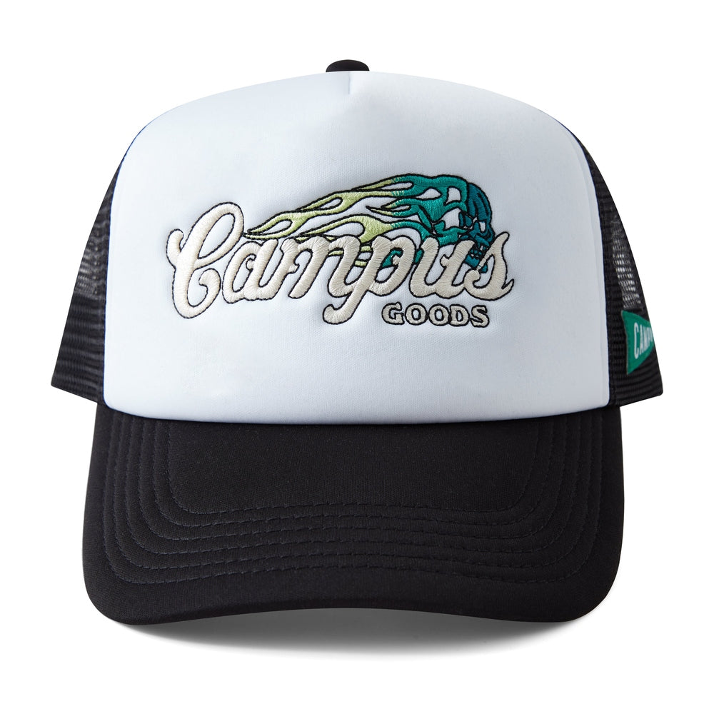 Road Trip Trucker Snapback Hat (Black/White)